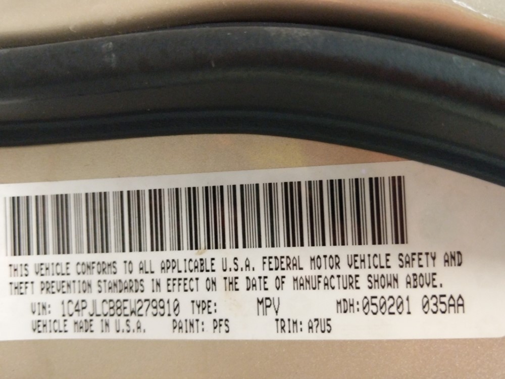 2014 Jeep Cherokee - VIN Plate