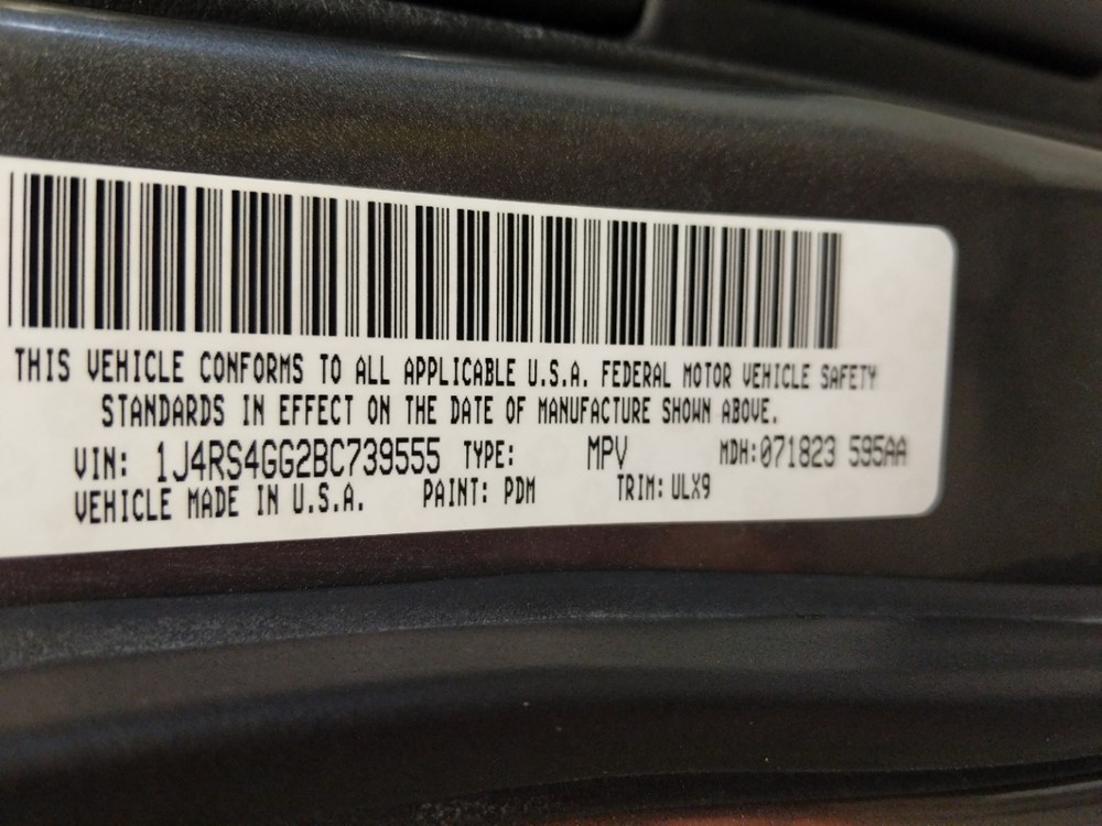 2011 Jeep Grand Cherokee - VIN Plate