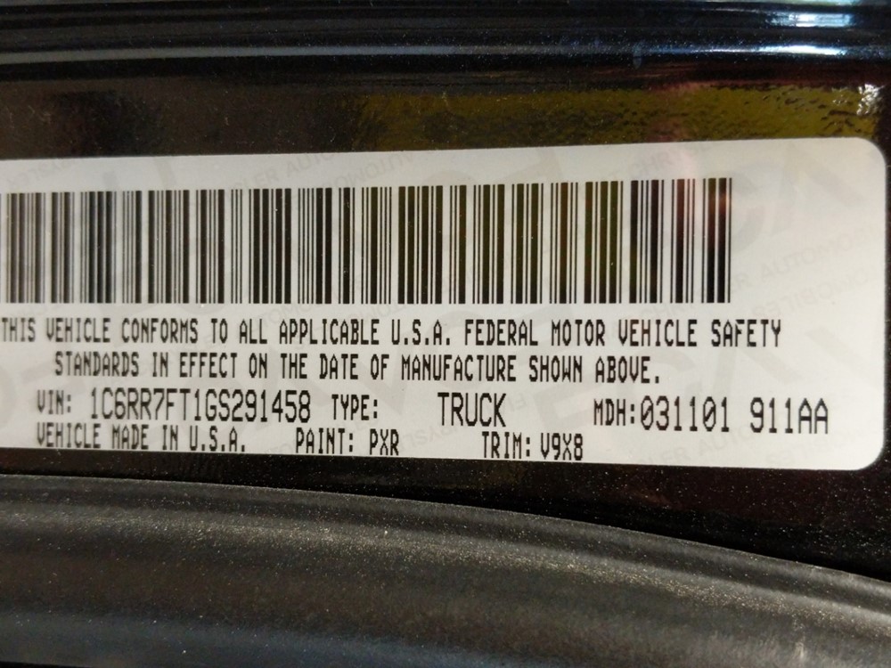 2016 Dodge Ram 1500 - VIN Plate