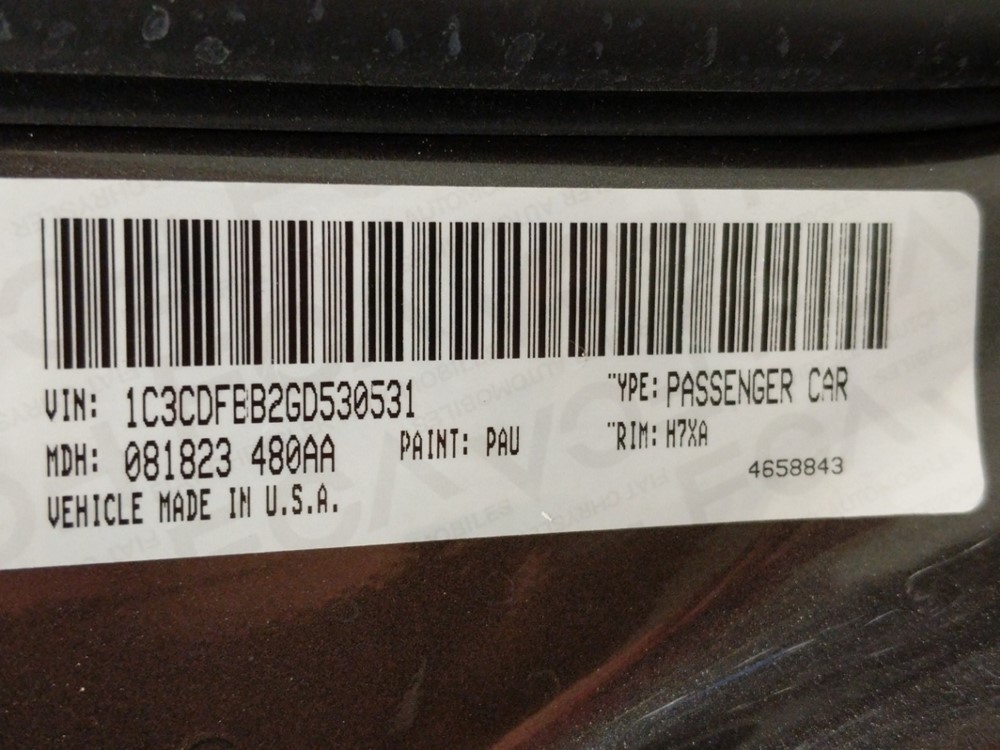 2016 Dodge Dart - VIN Plate