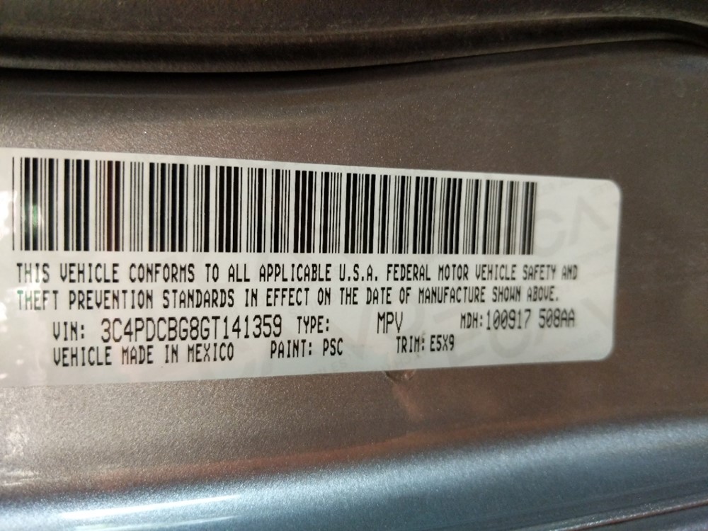 2016 Dodge Journey - VIN Plate