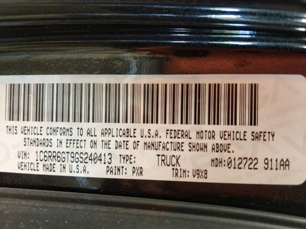 2016 Dodge Ram 1500 - VIN Plate