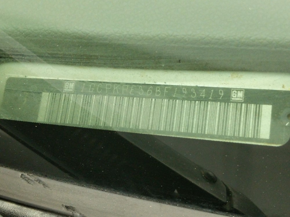 2011 Chevrolet Silverado 1500 - VIN Plate