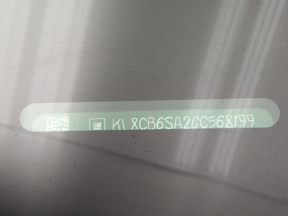 2016 Chevrolet Spark - VIN Plate