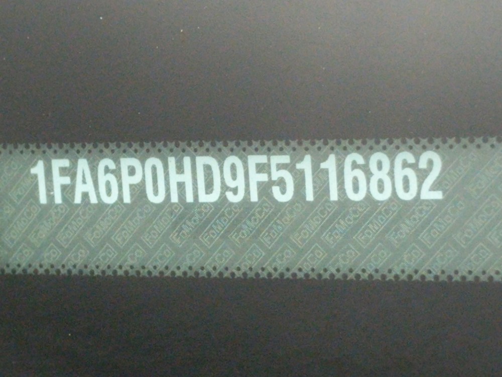 2015 Ford Fusion - VIN Plate