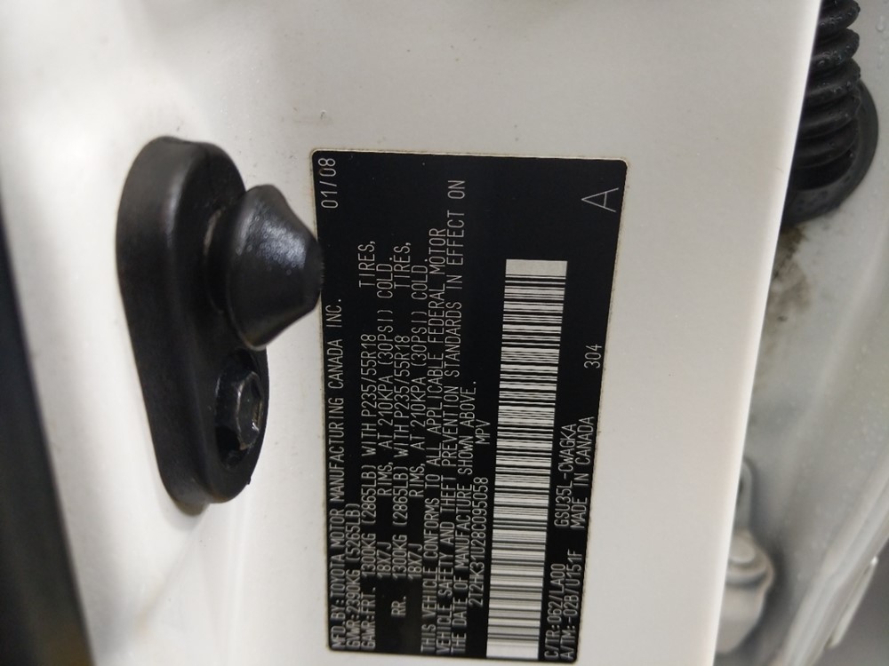 2008 Lexus RX 350 - VIN Plate