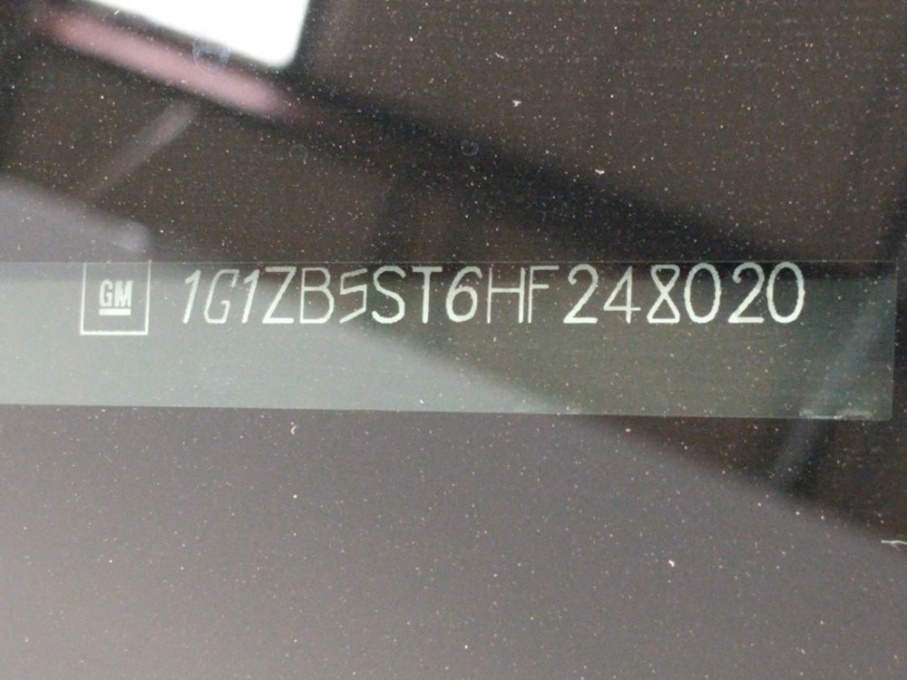 2017 Chevrolet Malibu - VIN Plate