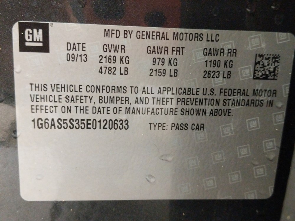 2014 Cadillac CTS - VIN Plate