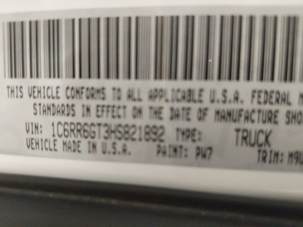 2017 Dodge Ram 1500 - VIN Plate