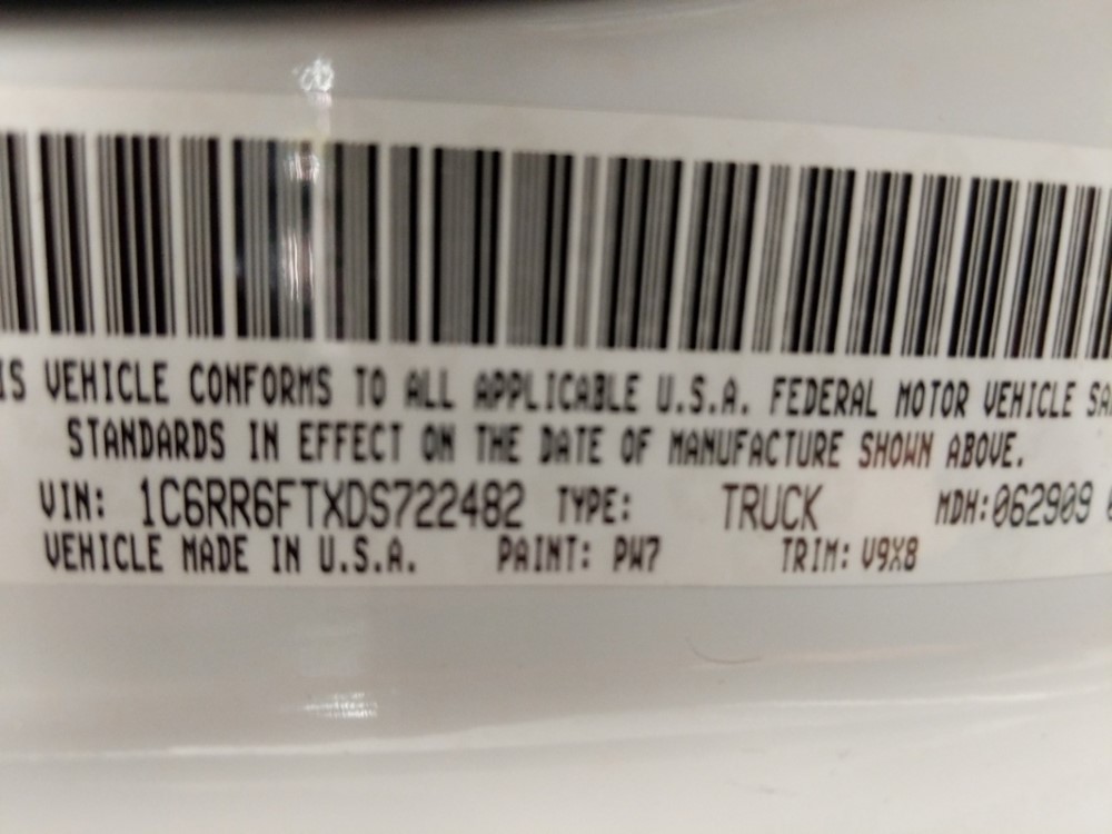 2013 Dodge Ram 1500 - VIN Plate