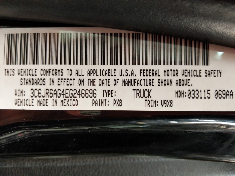 2014 Dodge Ram 1500 - VIN Plate