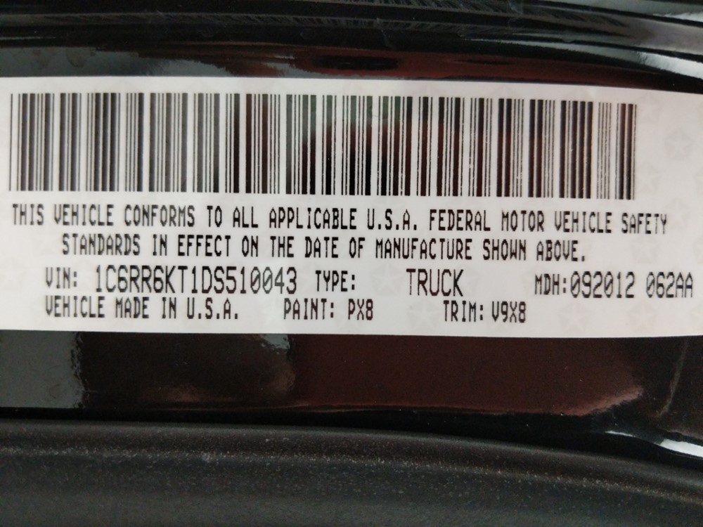 2013 Dodge Ram 1500 - VIN Plate