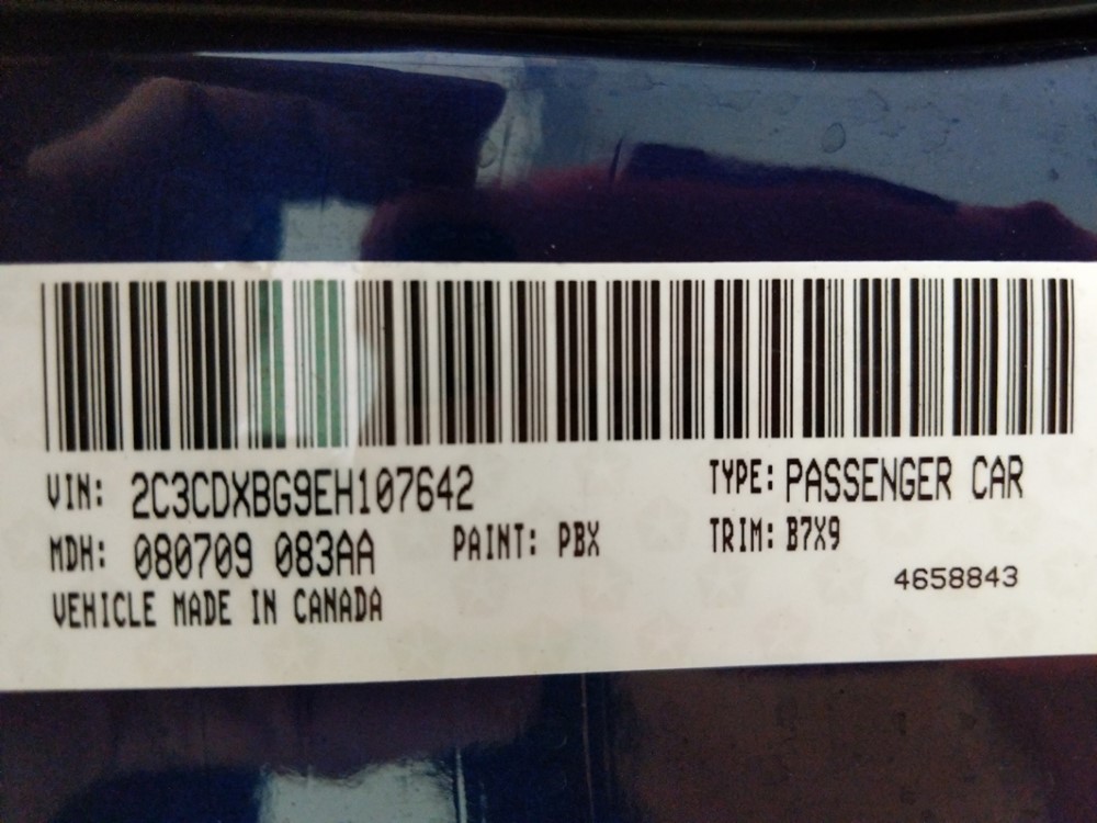 2014 Dodge Charger - VIN Plate