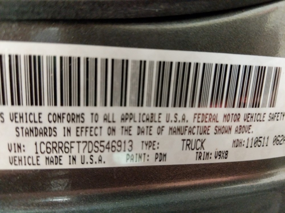 2013 Dodge Ram 1500 - VIN Plate