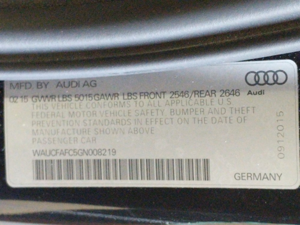 2016 Audi A6 - VIN Plate