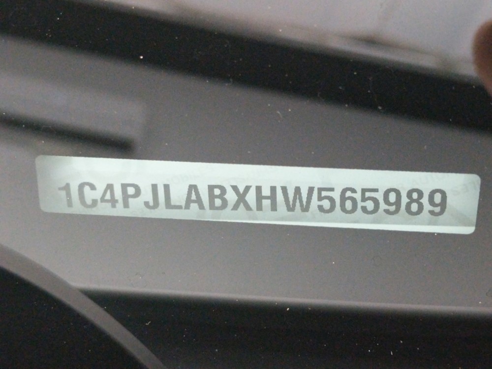 2017 Jeep Cherokee - VIN Plate