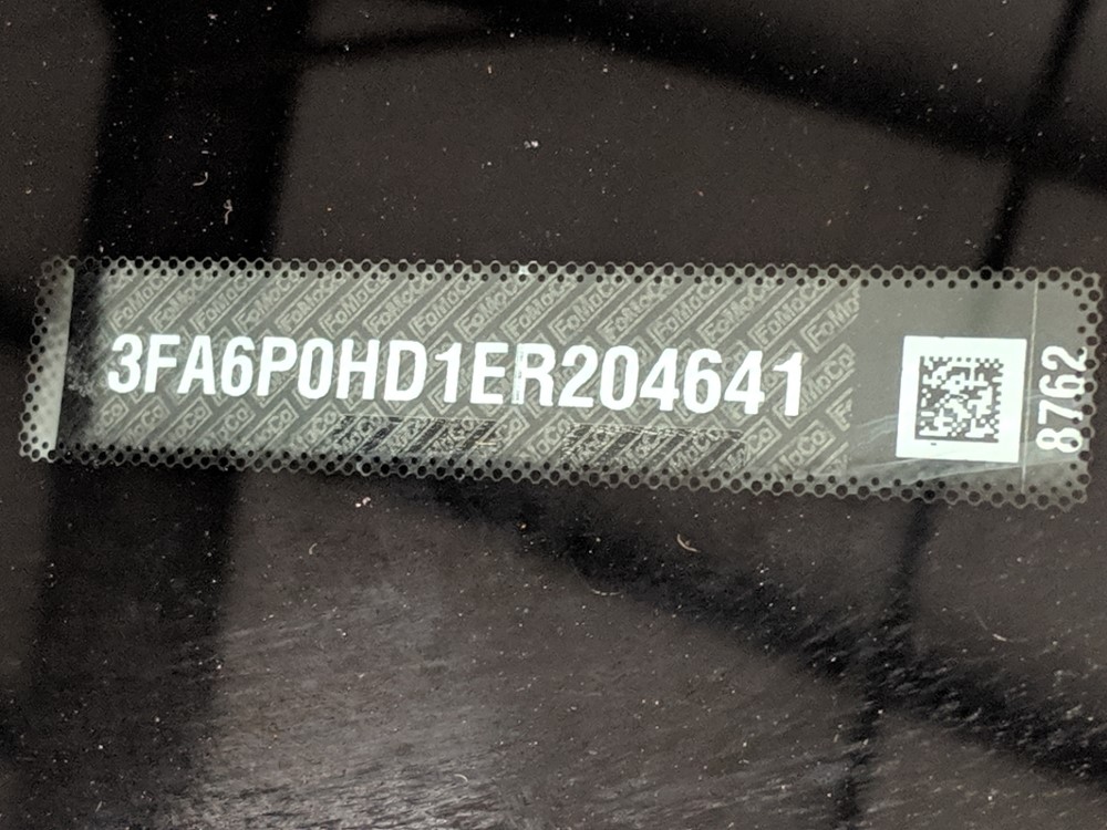 2014 Ford Fusion - VIN Plate