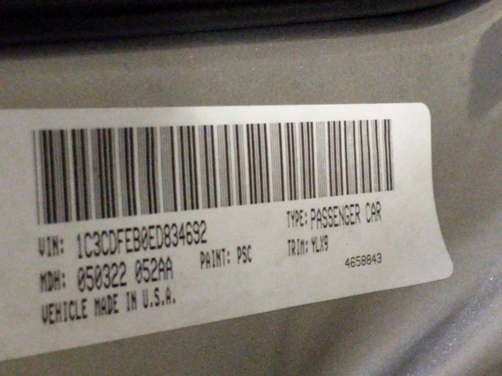 2014 Dodge Dart - VIN Plate