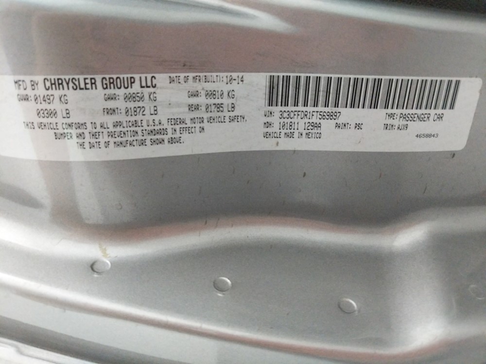 2015 FIAT 500 - VIN Plate