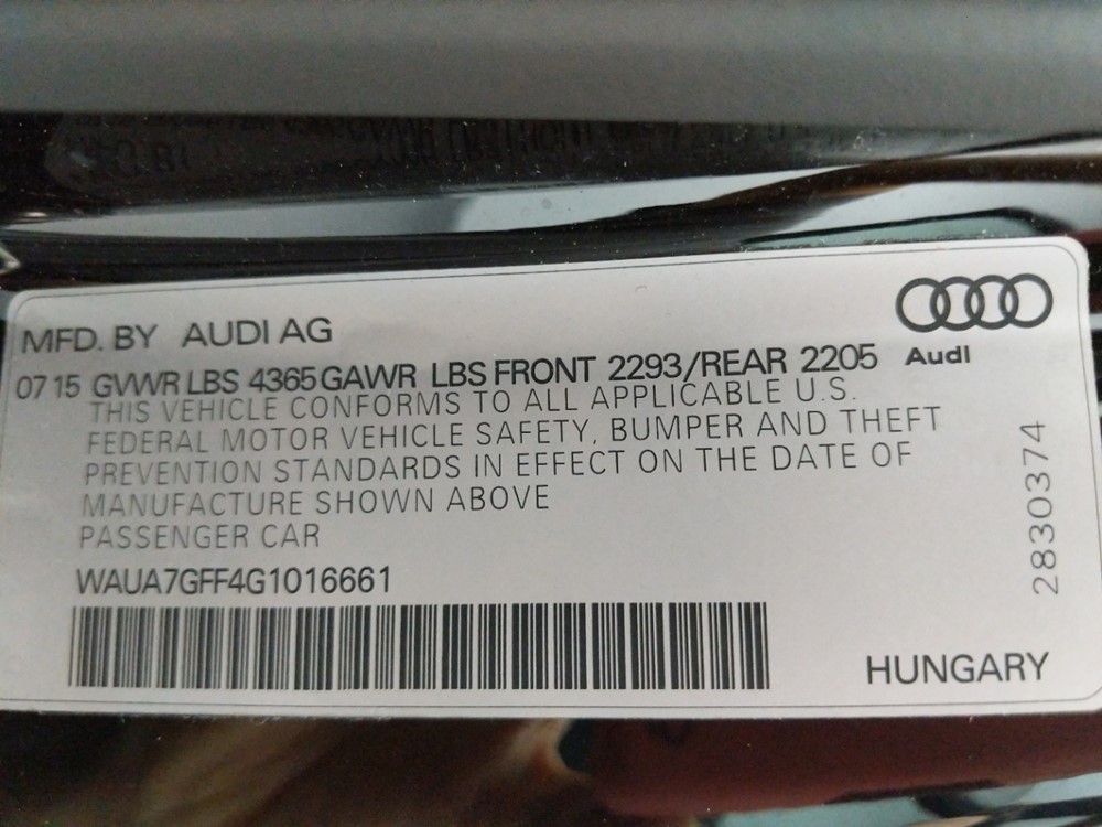 2016 Audi A3 - VIN Plate