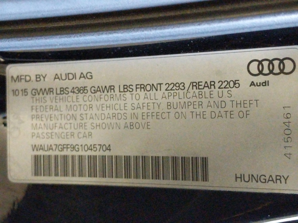 2016 Audi A3 - VIN Plate