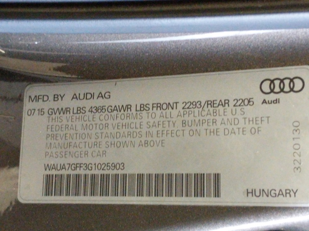 2016 Audi A3 - VIN Plate