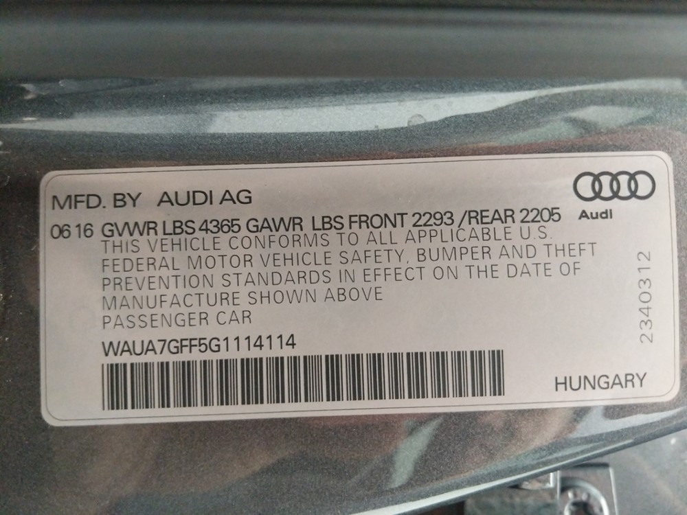 2016 Audi A3 - VIN Plate