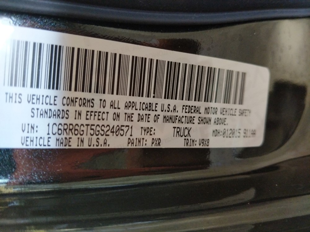 2016 Dodge Ram 1500 - VIN Plate