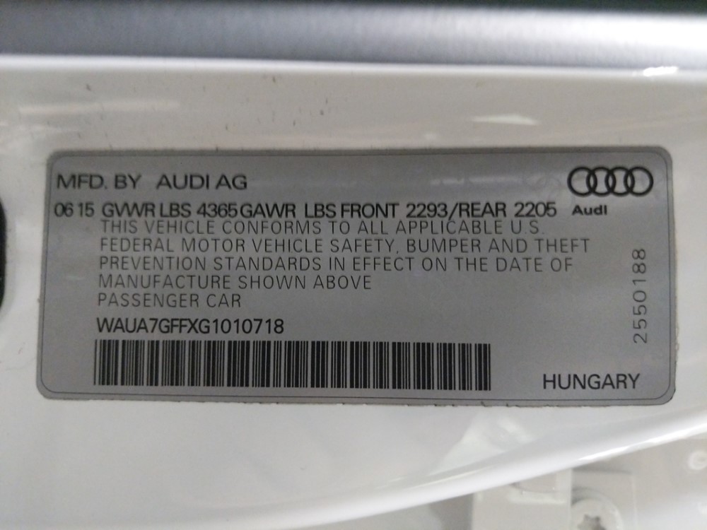 2016 Audi A3 - VIN Plate