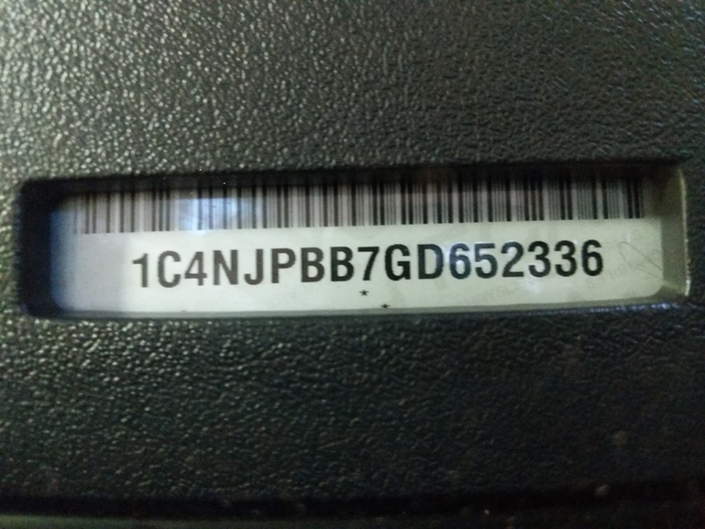 2016 Jeep Patriot - VIN Plate