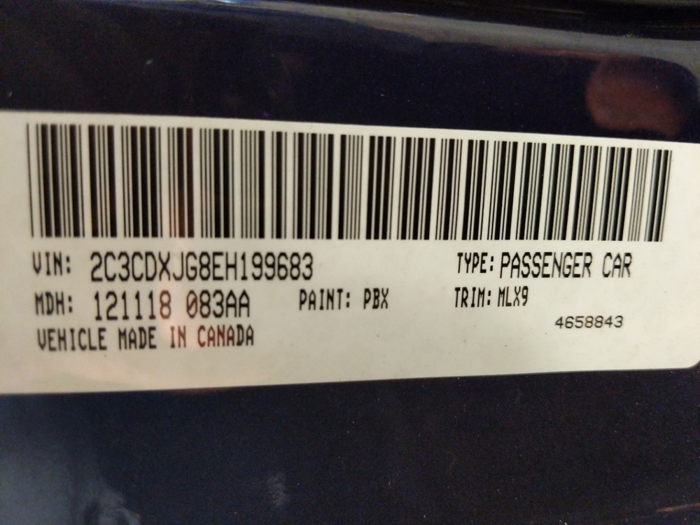 2014 Dodge Charger - VIN Plate