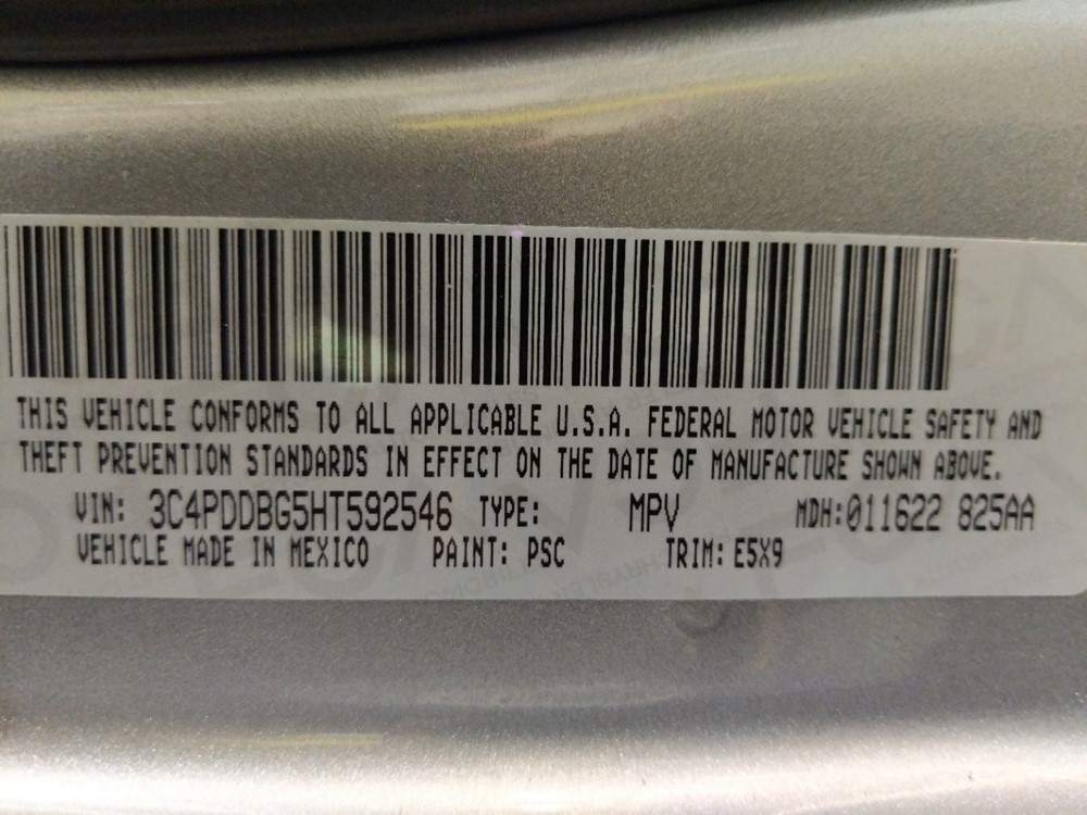 2017 Dodge Journey - VIN Plate