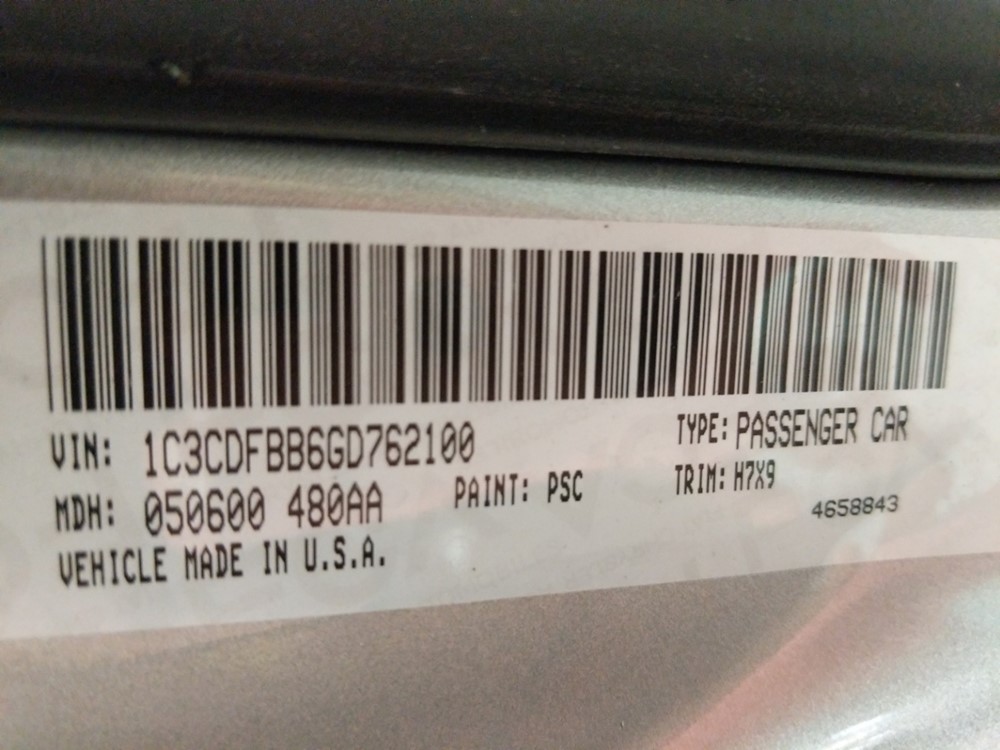 2016 Dodge Dart - VIN Plate