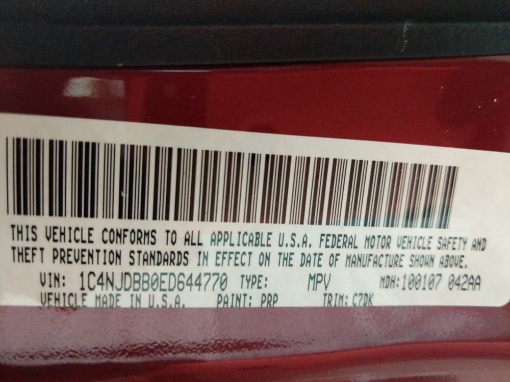 2014 Jeep Compass - VIN Plate