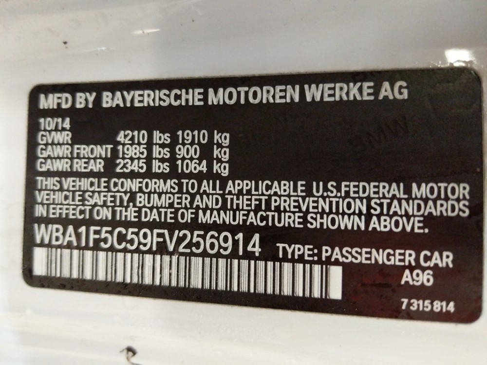 2015 BMW 228i - VIN Plate
