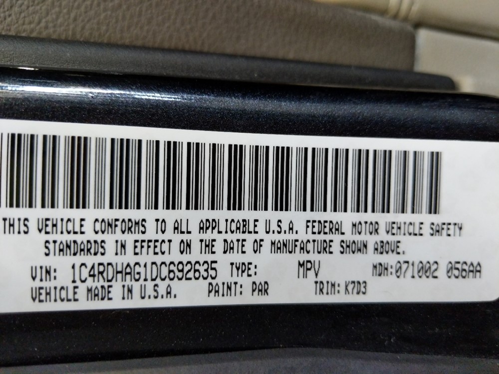 2013 Dodge Durango - VIN Plate