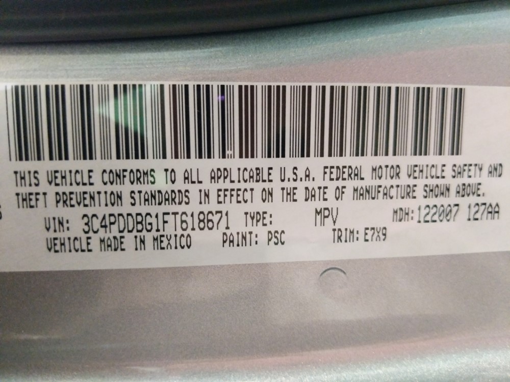 2015 Dodge Journey - VIN Plate