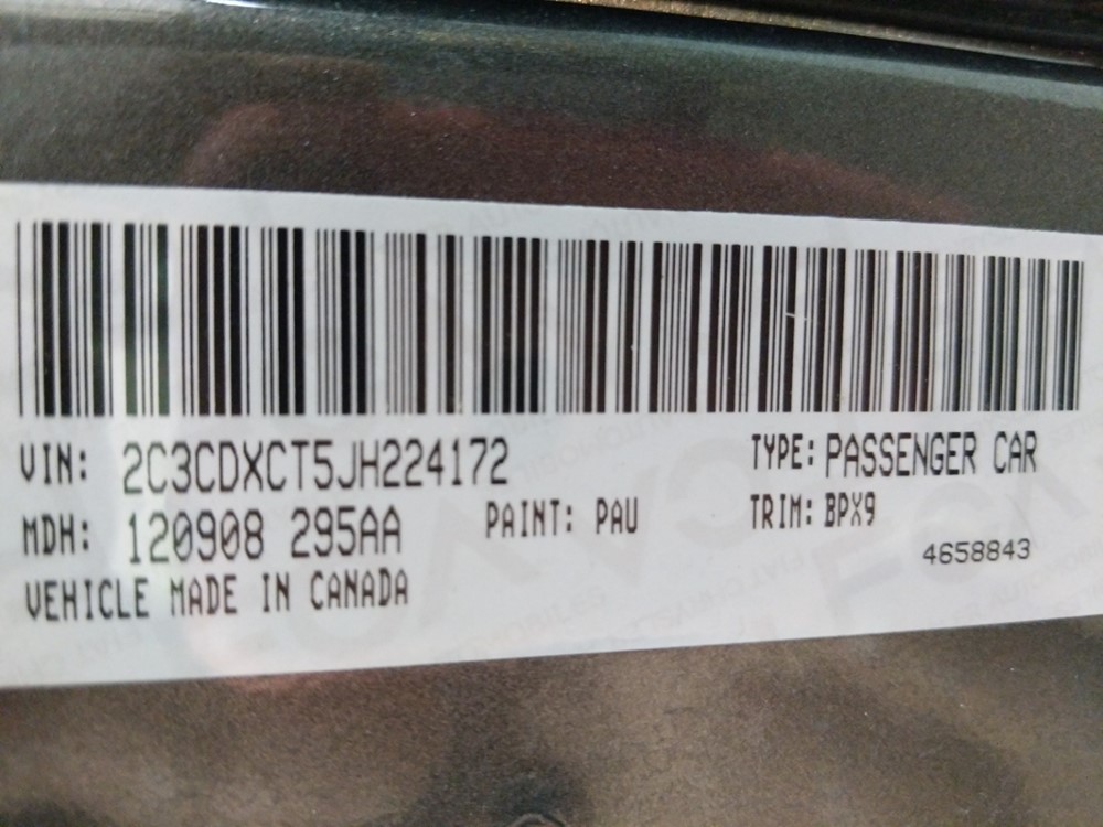 2018 Dodge Charger - VIN Plate