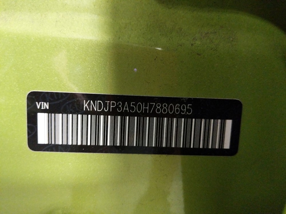 2017 Kia Soul - VIN Plate