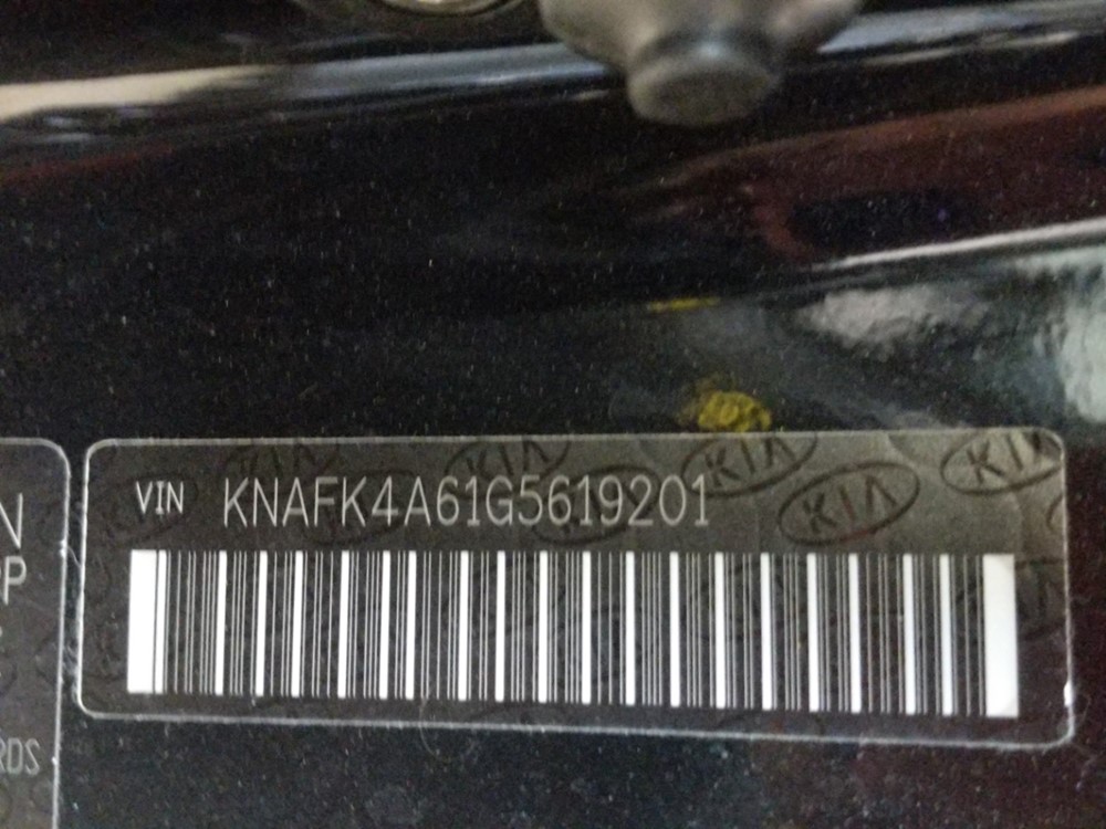 2016 Kia Forte - VIN Plate