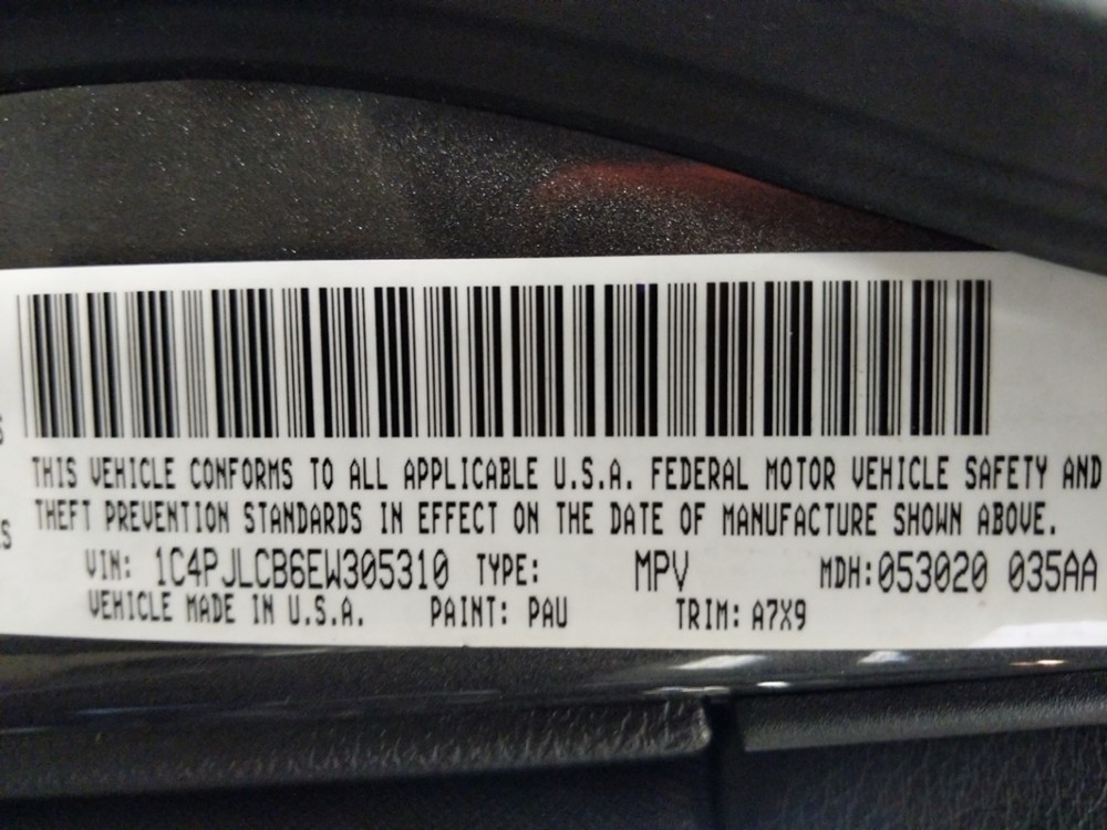 2014 Jeep Cherokee - VIN Plate