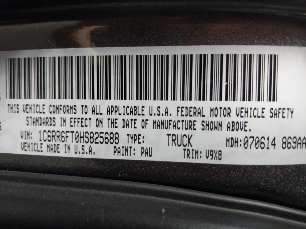 2017 Dodge Ram 1500 - VIN Plate