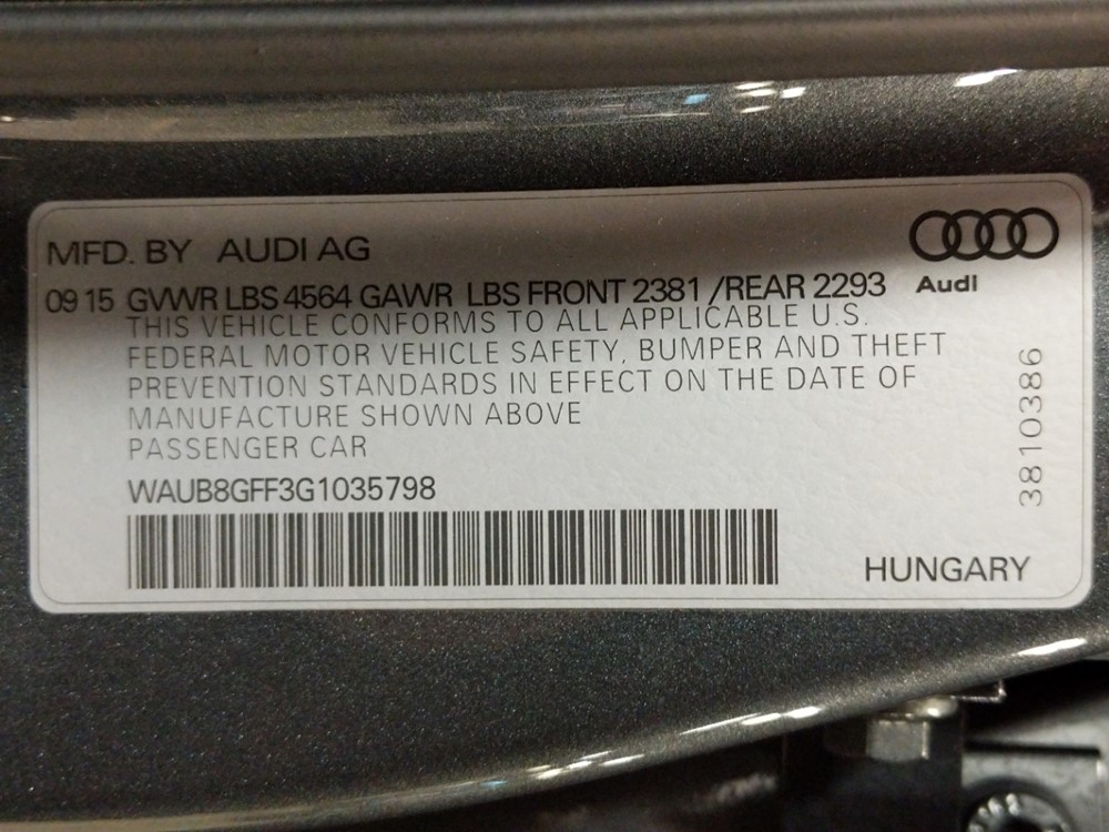 2016 Audi A3 - VIN Plate