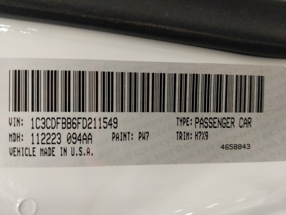 2015 Dodge Dart - VIN Plate