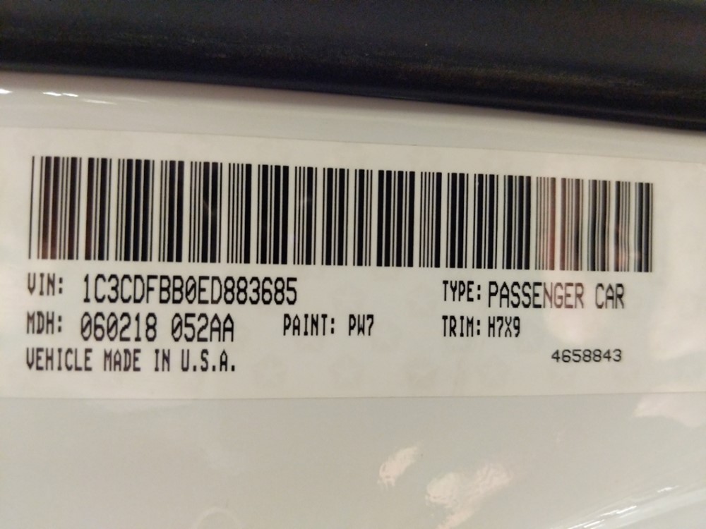 2014 Dodge Dart - VIN Plate