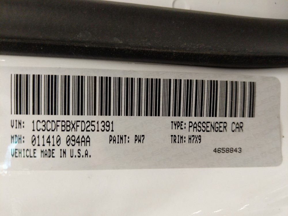 2015 Dodge Dart - VIN Plate