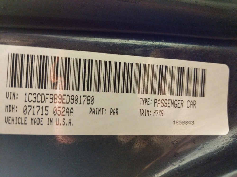 2014 Dodge Dart - VIN Plate