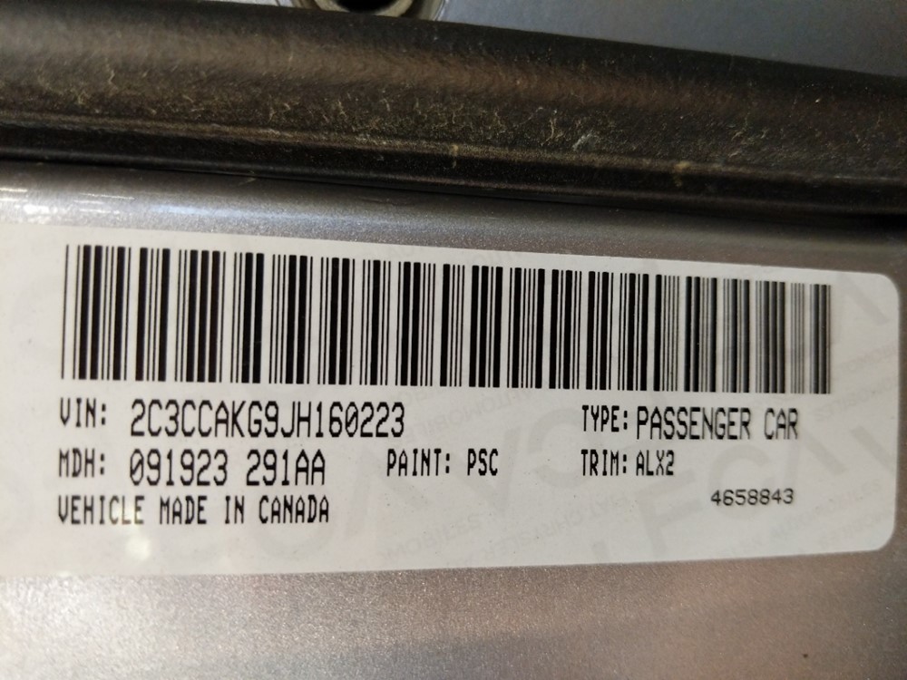 2018 Chrysler 300 - VIN Plate