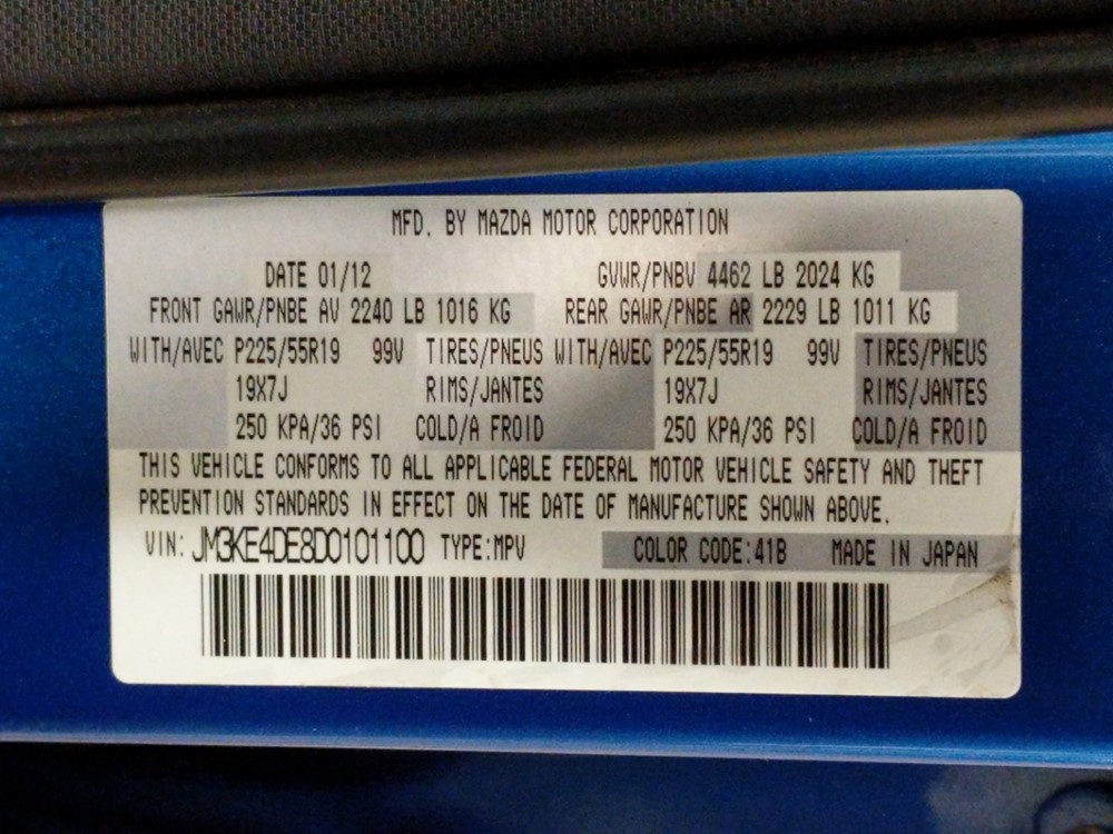2013 Mazda CX-5 - VIN Plate