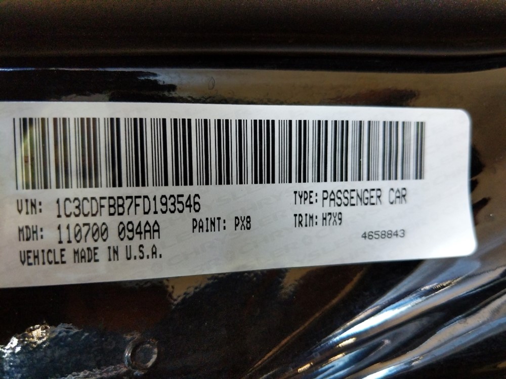 2015 Dodge Dart - VIN Plate